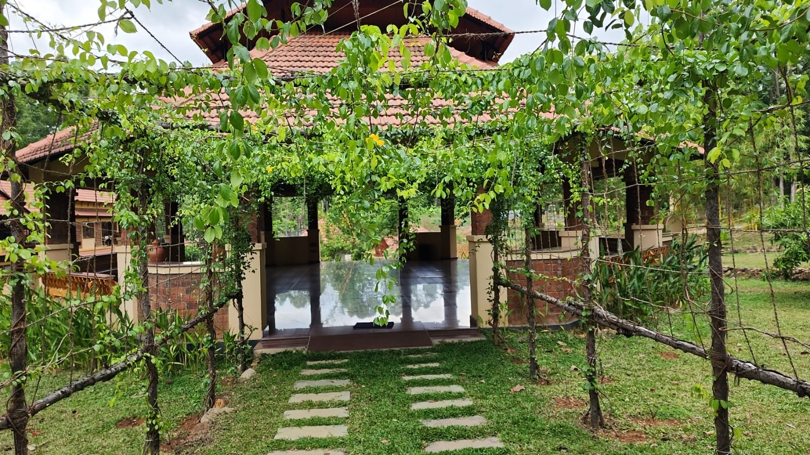 Seminar Hall entrance with plants